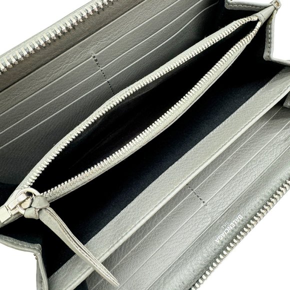 BALENCIAGA 381226 Paper Continental Wallet Round Men's Women's Long Leather Grey - Picture 10 of 10